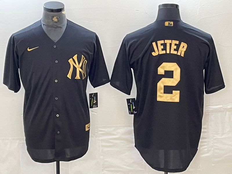Men's New York Yankees Derek Jeter #2 Black Limited Jersey